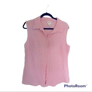 Women’s Baby Pink Sleeveless Button Down Blouse Size Large